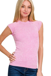 Zenana Stone Washed Ribbed Seamless Top OutfitFlow